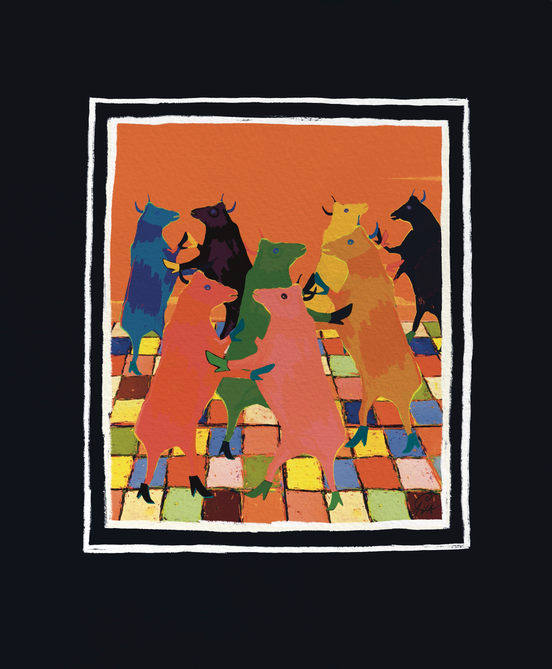Disco Cows: Midnight Fever - Art Print
