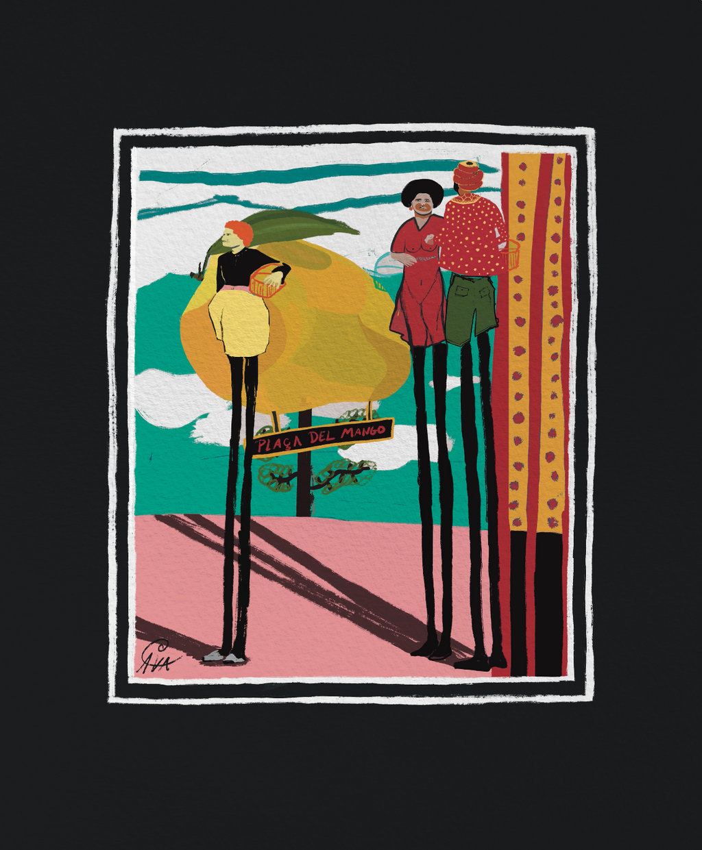 Cotilleo en Plaça del Mango - Art Print