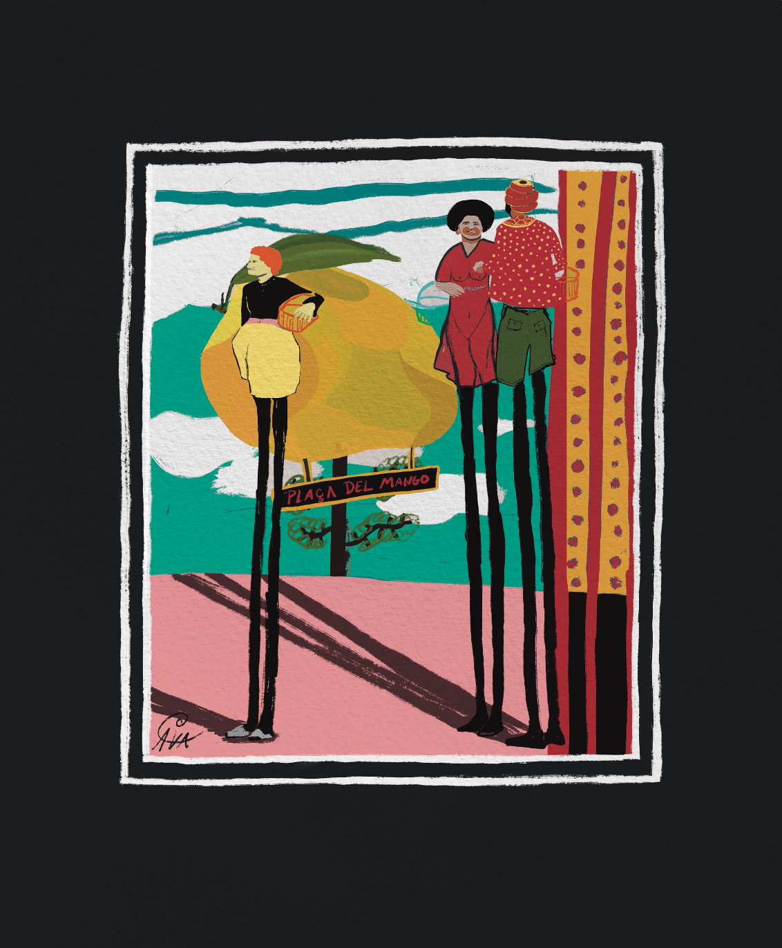 Cotilleo en Plaça del Mango - Art Print
